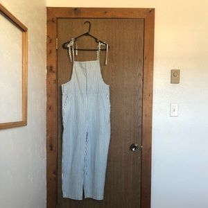 Tie Strap Madewell Overalls in Railroad Stripe